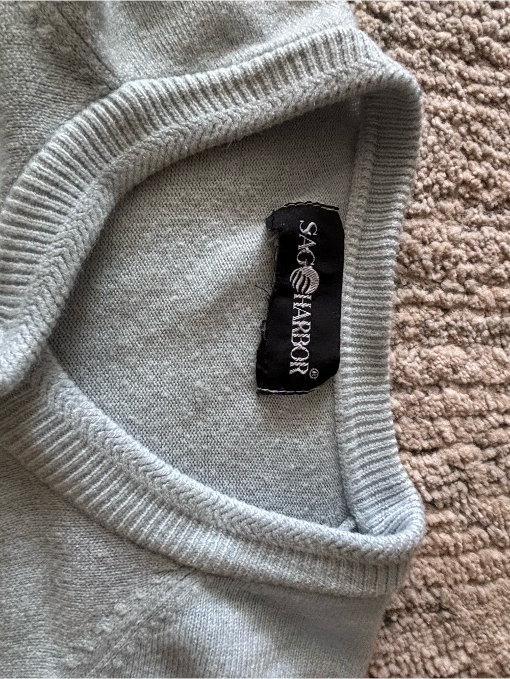 Sag Harbor Pale Gray Sweater w/ faux pearl buttons
